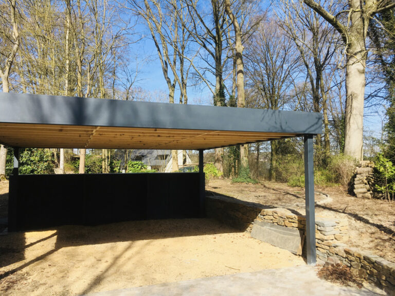 Carport en bois adossé en construction